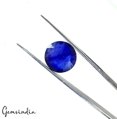 Vista 4 de gemsindia Piedra preciosa de corte redondo de 17,45 quilates de zafiro de Ceilán natural de color azul para el tamaño del anillo 0.630x0.197in