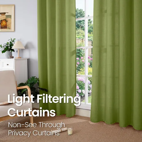 Vista 50 de BGment Cortinas de Lino Beige de 63 Pulgadas de Largo 2 Paneles - Tratamientos para Ventanas con Textura de Arpillera Filtrantes de Luz Cortinas B