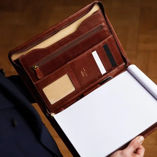Vista 5 de Maxwell Scott Quality Leather Zipped Business Folder The Dimaro Handmade in Italy Night Black