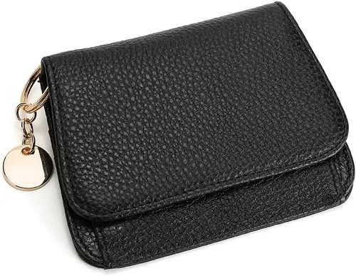 Vista 19 de Mudono - Billetera pequeña para mujer con bloqueo RFID, de cuero genuino, tarjetero, billetera delgada de tres pliegues con bolsillo con cremallera