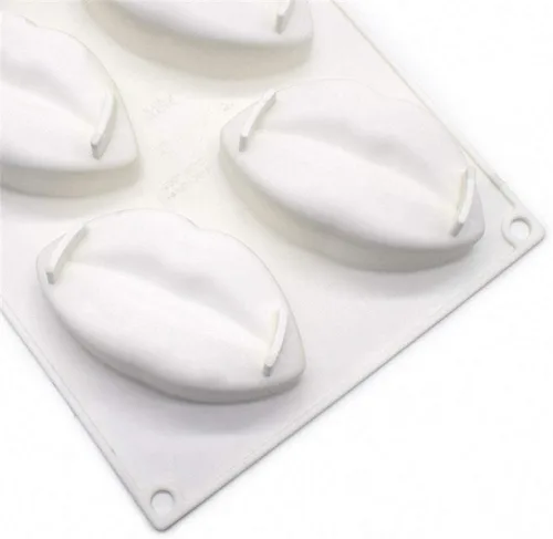 Vista 5 de Molde para hornear labios rojos en 3D con 6 cavidades, con estampado de labios, besos de silicona, para chocolate, caramelo, mousse, molde
