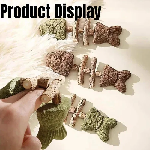 Vista 5 de 3 piezas de juguetes masticables dentales para gatos purridentes para limpieza de dientes y control de bolas de pelo