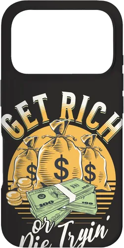 Vista 29 de Funda de dinero millonario para iPhone 12/12 Pro Get Rich or Die Trying Cash Hustle