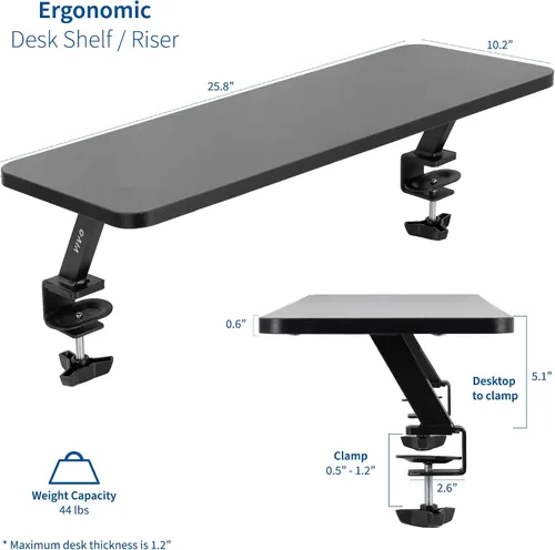 Vista 2 de VIVO Estante de escritorio ergonómico pequeño de 26 pulgadas, soporte elevador para monitor de computadora, organizador de escritorio con capacidad