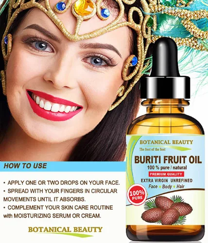 Vista 6 de Botanical Beauty Aceite de fruta brasileño Buriti 100% puro, natural, virgen, sin refinar, aceite portador prensado en frío sin diluir para cara