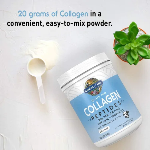 Vista 6 de Garden of Life - Péptidos de colágeno en polvo a base de pasto – Polvo de colágeno insípido para mujeres hombres cabello piel uñas articulaciones
