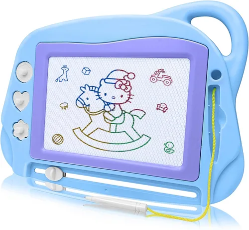 Vista 10 de Pizarra pequeña y magnética para dibujar. Almohadilla colorida y fácilmente borrable para dibujar y hacer bocetos. Juguete educativo para niños