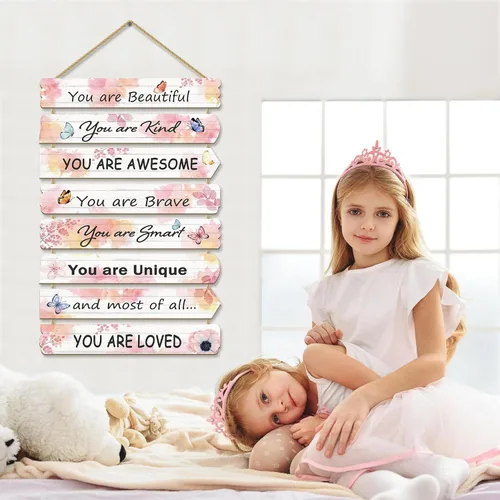 Vista 5 de Paquesta Decoración de Habitación para Niñas Decoración de Pared de Mariposa para Dormitorio de Niñas Arte de Pared Inspiracional para Niños