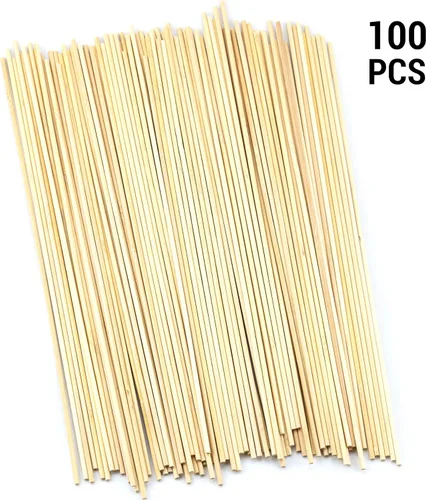 Vista 2 de Paquete de 100 varillas de madera de 1/8 x 12 pulgadas, sin terminar, clavijas de madera natural sin terminar, clavijas de madera sin terminar