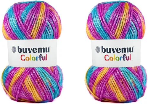 Vista 12 de Colorido hilo multicolor a rayas con sutil brillo, 56% poliéster, 44% acrílico, cada uno de 3.53 onzas / 252 yardas (754.6 ft) (n.º 1) (cebra)