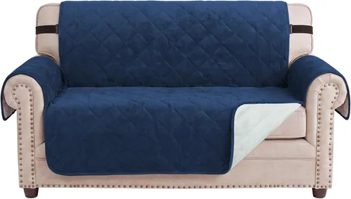 Vista 90 de H.VERSAILTEX Funda reversible para silla, protector de muebles antideslizante, resistente al agua, con correas elásticas de 2 pulgadas