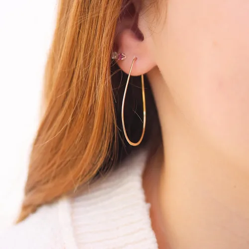Vista 124 de Aretes de aro finos martillados, elegantes plata esterlina geométrica sólida, relleno de oro y relleno de oro rosa; para mujer por Lotus Stone
