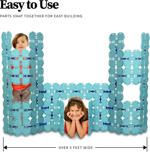 Vista 3 de Kit de construcción de fuertes Juguete para niños de bloques jumbo Juego de 90 piezas: azul claro