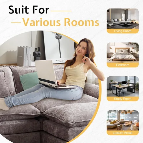 Vista 7 de Sofá Seccional, Sofá Modular Cloud con Otomana, Sofás Cama de Asiento Profundo con Almohadas Decorativas, Cómodo Sofá de Dos Plazas de Chenilla