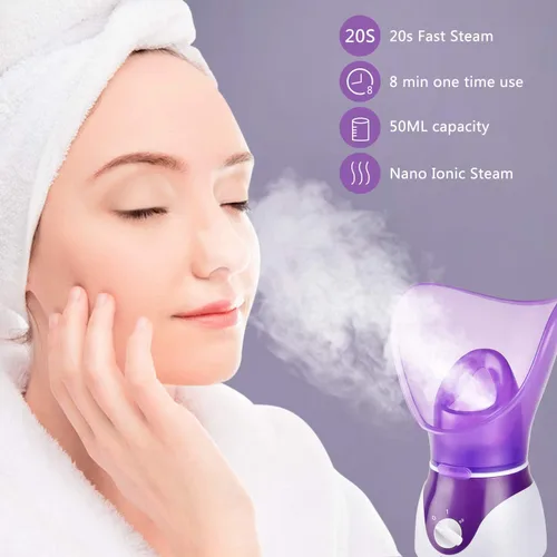 Vista 4 de Vaporizador facial para cara Nano Facial Mister Juego de vaporizador facial para limpieza profunda facial, mini vaporizador facial portátil