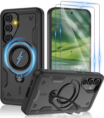 Vista 21 de Gritup fro Funda para Google Pixel 9A, funda protectora magnética de grado militar compatible con Mag-Safe, 2 protectores de pantalla HD, soporte