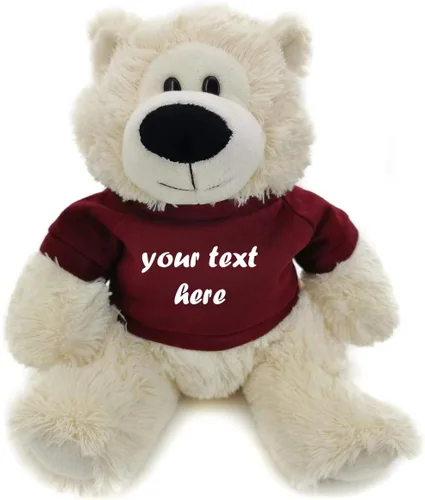 Vista 14 de Plushland Cream Sophie Bear 12.0 in, regalo personalizado para animales de peluche, texto personalizado en la camisa, gran regalo para el día