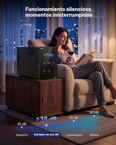 Vista 4 de Upstreman Refrigerador de vino pequeño de 6 botellas, refrigerador de vino