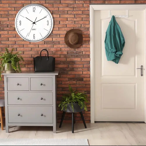 Vista 7 de Reloj de pared de metal de 12 pulgadas, silencioso, sin tictac, decorativo, moderno, analógico, de cuarzo, funciona con pilas, para dormitorio, sala