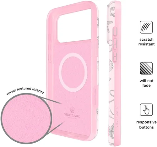 Vista 220 de VELVET CAVIAR Funda para iPhone 15, compatible con MagSafe, probada contra caídas de 10 pies, fundas protectoras de diseño, leopardo color rosa