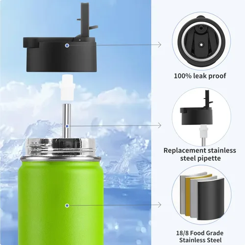Vista 7 de koodee Botella de agua para niños, botella de agua de acero inoxidable de 12 onzas con aislamiento al vacío para la escuela, botella de agua de boca
