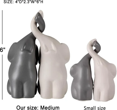 Vista 6 de OwMell Juego de 2 figuras de estatua de elefante amoroso, soporte de anillo de elefante de 6 pulgadas, regalos para parejas, decoración de la suerte