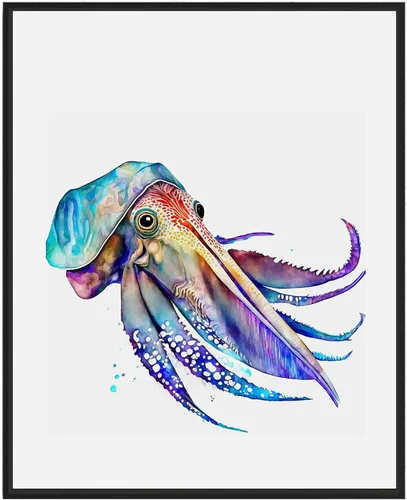 Vista 30 de WIldlife - Póster impreso de pez pescador, impresiones abstractas de animales de acuarela, obras de arte de naturaleza para sala de estar