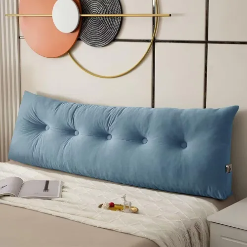 Vista 14 de Almohada para cabecero de cama enrollable, almohada de respaldo de cuña para sentarse en la cama con bolsillo lateral, almohada de lectura