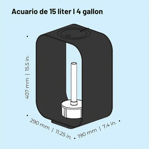 Vista 4 de biOrb Life 15 - Acuario acrílico de 4 galones con luces LED blancas, tanque compacto moderno para mesa o escritorio, negro