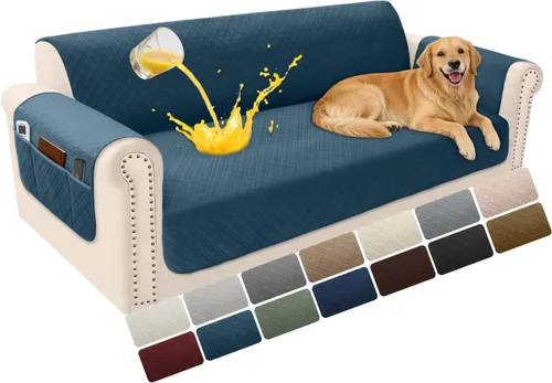 Vista 97 de Fundas de terciopelo 100% impermeables para sofá biplaza, fundas lavables para sofá de 2 plazas, fundas de sofá aptas para mascotas, protector
