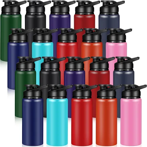 Vista 14 de Potchen - Paquete de 20 botellas de agua de aluminio con tapa a presión, color negro, 20 onzas