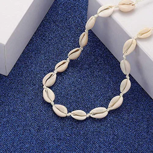 Vista 4 de Collar con colgante de concha hawaiana de cowrie, ajustable, hecho a mano, joyería de playa