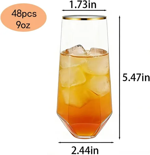 Vista 2 de 48 Pack Plastic Champagne Flutes, Disposable Unbreakable 9 Oz Toasting Glasses, Crystal Clear Cocktail Cups Drinkware Shatterproof Ideal for Party
