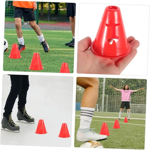 Vista 2 de Paquete de 20 conos deportivos de 3.1 in de alto, marcadores de agilidad de plástico resistente para entrenamiento de fútbol y patinaje sobre