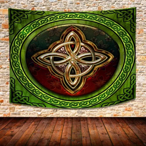 Vista 10 de SHRAPHY Tapiz celta de 60 x 40 pulgadas, tapiz nórdico vikingos, irlandés, redondo, nudo de amor, tapiz de buena suerte para sala de estar