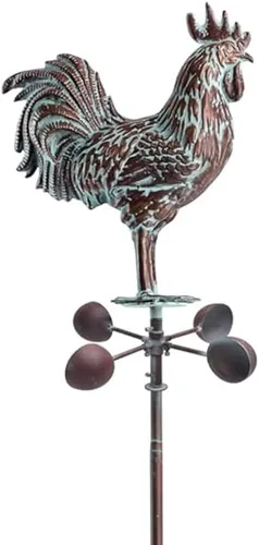 Vista 10 de Molinillo de viento grande de 79 pulgadas para exteriores, arte de metal para gallina, esculturas de viento cinético 3D y decoración de hilanderos