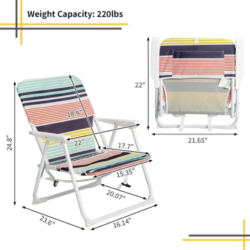 Vista 3 de Ochine Silla de playa plegable clásica, silla al aire libre de aluminio portátil