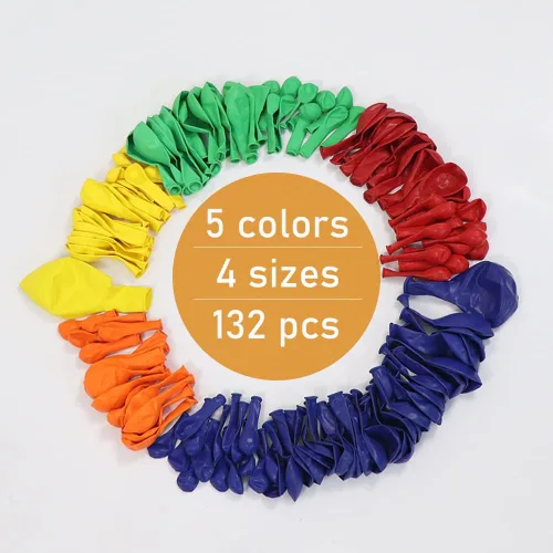 Vista 5 de Kit de arco de guirnalda de globos azul, rojo, verde, amarillo, naranja, 132 piezas de arco de globos arcoíris para baby shower, despedida
