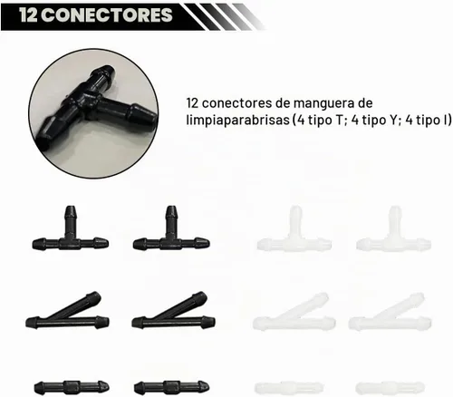 Vista 4 de Kit de manguera de lavado de parabrisas, manguera de líquido de boquilla de lavado de parabrisas de 13.1 ft con 12 conectores de manguera de goma