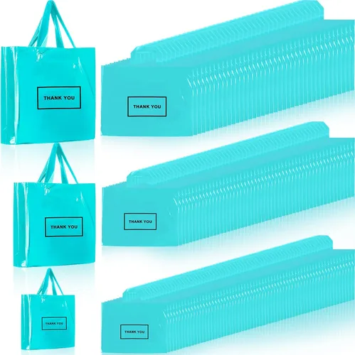 Vista 11 de Teling 200 piezas de bolsas de plástico "Thank You" al por mayor, bolsas de mercancía para bodas y negocios, 9 x 12 pulg, 12 x 15 pulg, 15 x 18 pulg