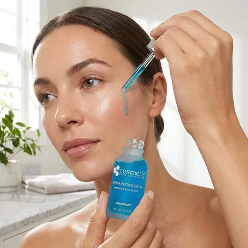 Vista 6 de Copper Peptide Face Serum - Suero multipéptido GHK-Cu antienvejecimiento con ceramidas, ácido hialurónico y colágeno, suero hidratante y reafirmante