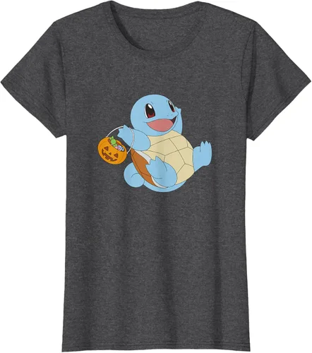 Vista 4 de Pokémon Halloween Squirtle With His Trick or Treat Basket Camiseta, Negro