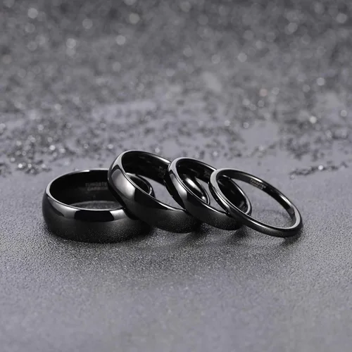 Vista 4 de TRUMIUM - Anillo de matrimonio de tungsteno negro para hombres y mujeres, ancho de 564, 532, 1564 y 516 pulgadas (2 mm 4 mm 6 mm 8 mm), abovedado