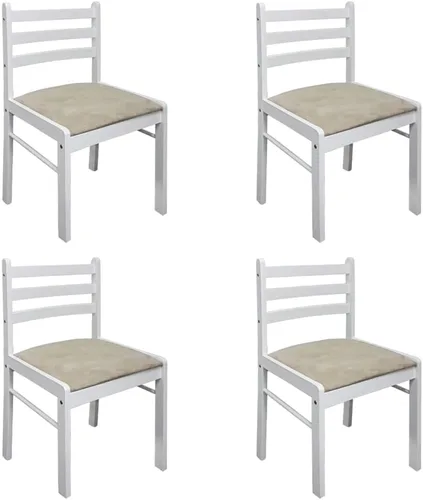 Vista 2 de White Farmhouse Dining Chairs Set of 4 Solid Rubber Wood Upholstered Velvet Kitchen Chairs with Square Backrest and Soft Cushion for Dining Room