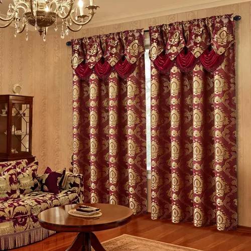 Vista 7 de HOMEIDEAS Cortinas de jacquard con diseño paisley burdeos, cortinas de ventana victorianas de lujo, juego de 2 paneles con cenefa adjunta y forro