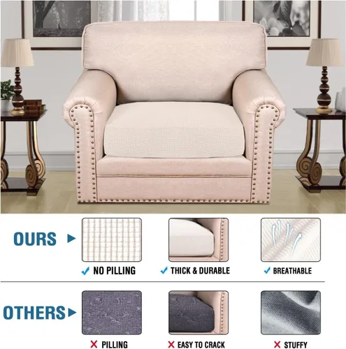 Vista 327 de H.VERSAILTEX Fundas de Cojín de Asiento Individuales Super Elásticas Fundas de Sofá Fundas de Cojín de Sofá Fundas Deslizables Juegos Tela de Sarga
