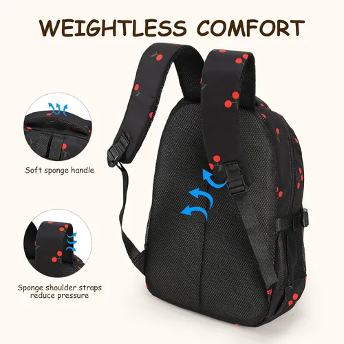 Vista 5 de Mochila con lazo para mujer, mochila kawaii de nailon coquette, juego de 3 piezas, linda mochila para computadora portátil universitaria, mochila