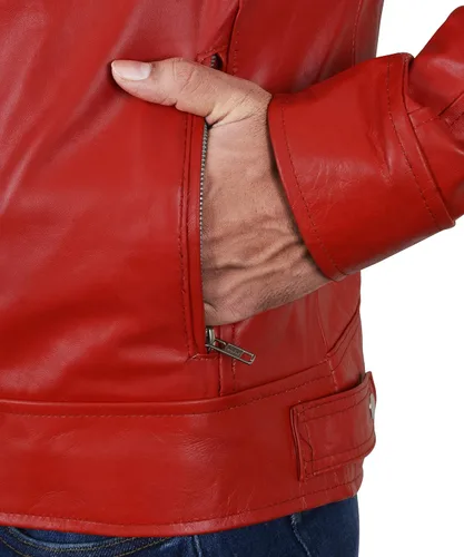 Vista 26 de Lambskin Leather Jacket for Men - Vintage Distressed Brown Biker Coat
