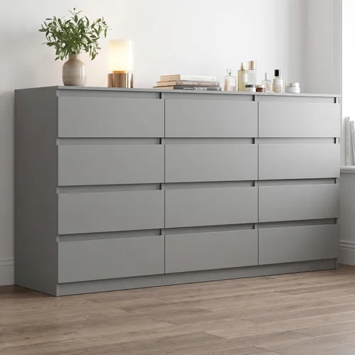 Vista 27 de Cómoda negra para dormitorio, cómoda moderna de 6 cajones con cajón profundo, cómoda ancha, muebles organizadores de almacenamiento para dormitorio