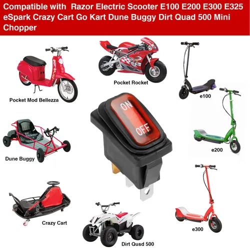 Vista 2 de GREHUA Interruptor de encendido y apagado para scooter eléctrico Razor MX350 E300 E100 E200 E325 RX200 eSpark Crazy Cart Dune Buggy Dirt Quad 500